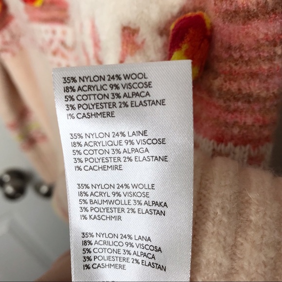 ANTHROPOLOGIE Pale pink peach llama Pom Pom sweater medium - Picture 10 of 10